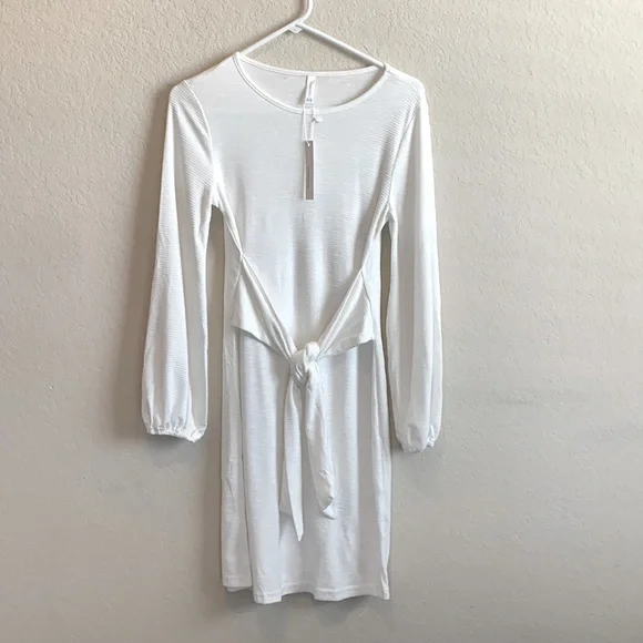 NWT Lionstill Waffle Knit Lantern Sleeve  Mini Dress - Picture 4 of 11